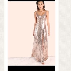 Sequin open back Rose gold maxi dress
